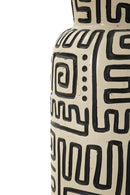 Lampada da Terra Nairobi Ø30x145 cm in Resina e Ferro e Tessuto Nero e Bianco      