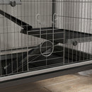Gabbia per Conigli con 4 Ingressi a Livelli Multipli con Amaca 80x52x159 cm in Acciaio e PP Argento e Grigio