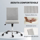 Sedia Ufficio Senza Braccioli 43x56x78-88 cm Girevole con Ruote Rivestimento in Tessuto Grigio  