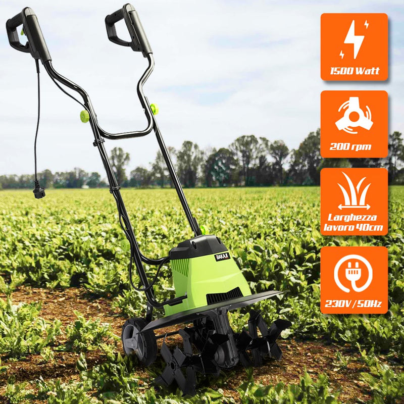 Motozappa Elettrica FANZTOOL 300W - Lame Anti-groviglio, Larghezza 19 Cm, Peso Solo 5 Kg, Perfetta Per Orti E Piccoli Giardini
