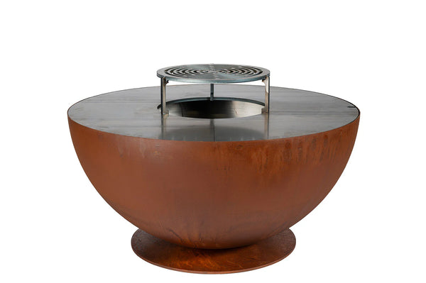 online Barbecue a Legna Ø80x42 cm Tulipano in Acciaio Effetto Ruggine