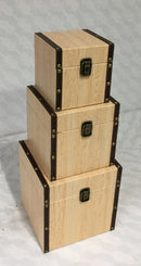 Set 3 Scatole in Similpelle effetto in legno quadro 