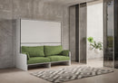 Letto Doppio A Scomparsa Kando Con Divano Con Materassi Bianco Frassino e Verde      