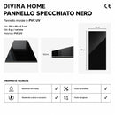 Set 6 Pezzi Pannello Decorativo Effetto Specchio 120x60 cm in PVC UV Ultra Slim Nero Fumè  