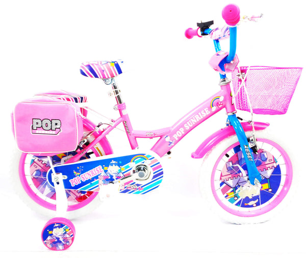 Bicicletta per Bambina 12" 2 Freni con Cestino e Borse Laterali Rosa e Bianca acquista