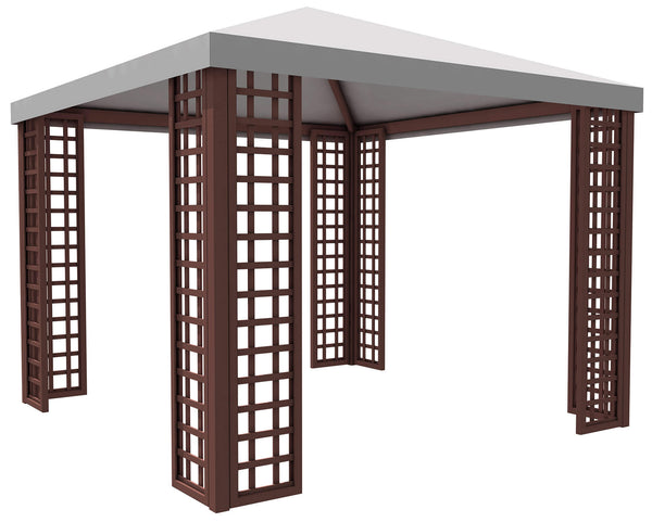 Gazebo da Giardino in Legno 3x3m con Copertura in PVC Taini Leon Pocket Noce prezzo