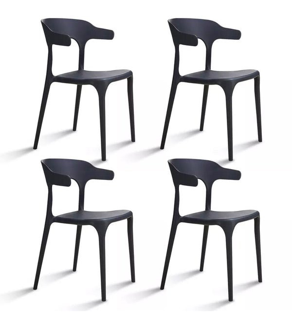 Set 4 Sedie Impilabili 50x75,5x52 cm in Polipropilene New America Nero online