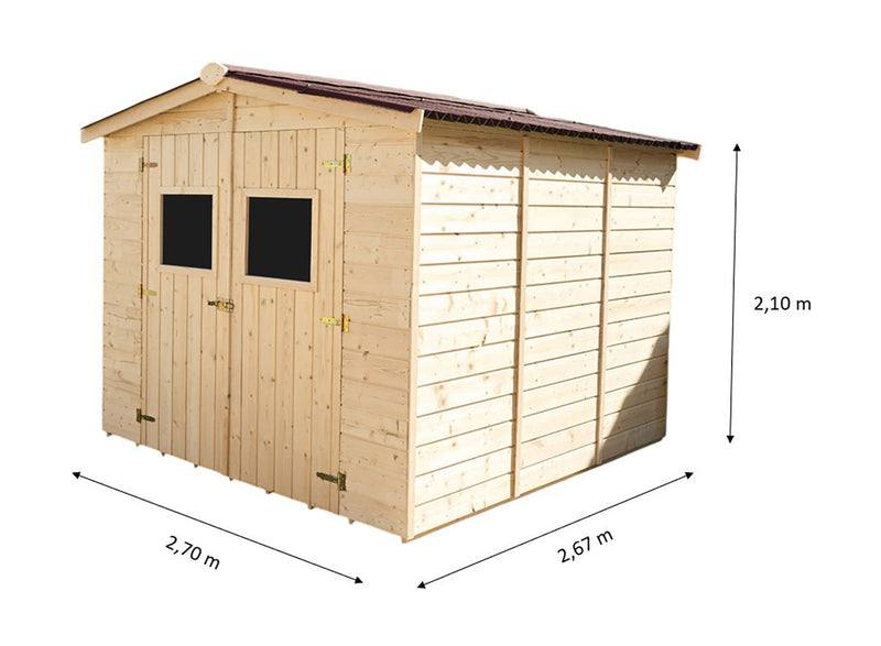 Casetta Box da Giardino 2,4x2,4 m con Pavimento in Legno Picea Massello 16mm Eden