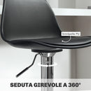 Set 2 Sgabelli da Bar 38x42x82-104 cm con Schienale e Poggiapiedi in PP Pelle PU e Acciaio Nero      