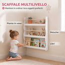 Libreria Montessoriana per Bambini 3-8 Anni a 3 Ripiani 60x15x73 cm in Truciolato Bianco      