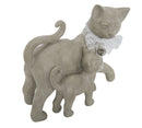 Gatto Stone con Cucciolo 19x9,5x17,5 cm in Poliresina Bianco