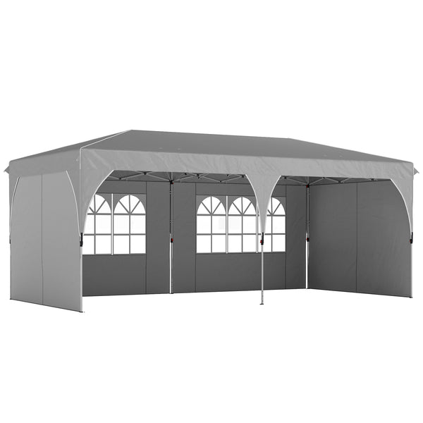 acquista Gazebo Pieghevole 3x6 m con Pareti e Altezza Regolabile Protezione UV 50+ Grigio Chiaro