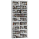 Ripiani per CD e DVD 78,5x24x175 cm con 18 scomparti Capacità  640 CD-360 DVD-430 Blu-ray in Legno Bianco      