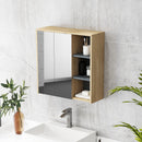 Specchio da Bagno Contenitore con 2 Ante 60x20x60 cm con Specchio e Scomparto Aperto Naturale      