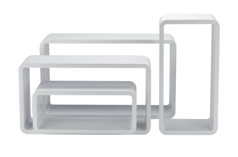 Set 4 Mensole Rettangolari Stondate Bianche