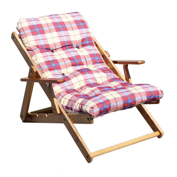 sconto Poltrona 3 Posizioni Relax Miele con Cuscino 84x60x100 h cm in Cotone Rosso