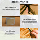 Tenda da Campeggio per 3 Persone Impermeabile 205x275x135H cm con Tasche e Gancio per Lanterna Arancione   