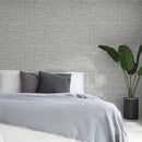 Set 12 Pannelli Decorativi Area 8,6 mq 120x60x2,5 cm Rivestimento Murale Effetto Mattoni in Pietra 3D in PU Quarzite Bianco