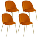 Set 4 Sedie Imbottite 49x52x79 cm in Velluto Arancio e Oro