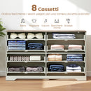Cassettiera 8 Cassetti Moderna 140x40x86 cm in Legno Noce e Grigio Chiaro      