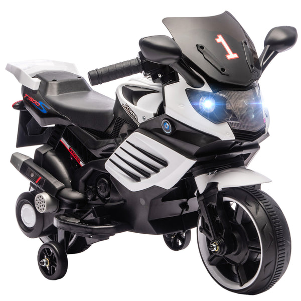 Moto Elettrica per Bambini da 6V con Rotelle Rimovibili Fari e Musiche Bianco prezzo
