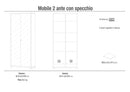 Armadio 2 Ante con Specchio 83x190x29 cm Bianco Fiammato
