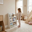 Libreria Montessoriana per Bambini 3-8 Anni a 3 Ripiani 60x15x73 cm in Truciolato Bianco      