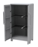 Armadio Portascope Modulare da Esterno 78x43,6x143 cm 2 Ante 2 Ripiani in Polipropilene Transforming Grigio e Nero