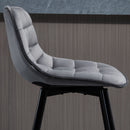 Set 2 Sgabelli Imbottite da Bar 45x47x88 cm in Metallo e Tessuto Vellutato Grigio