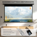 Telo per Proiettore 120" Formato 16:9 Motorizzato con Telecomando Fissaggio a Muro e Soffitto Nero      
