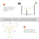 Tenda Vela da Giardino Triangolare in HDPE Bianco Avorio 3x3x3m 