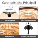 Stufa da Esterno Lampada Riscaldante Elettrica a Sospensione 1500W con Telecomando 