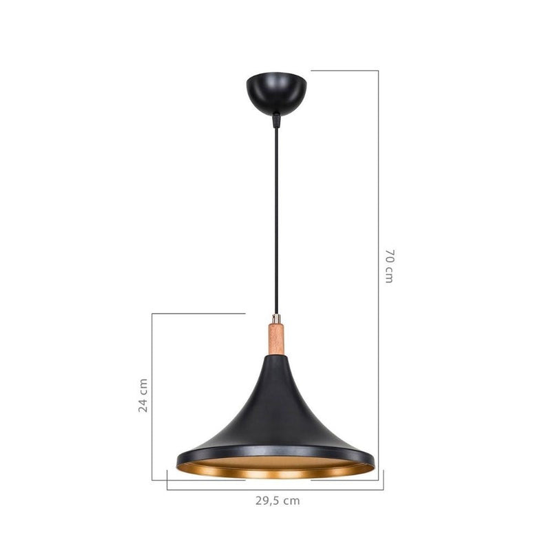 Lampada a sospensione Kano nero oro 