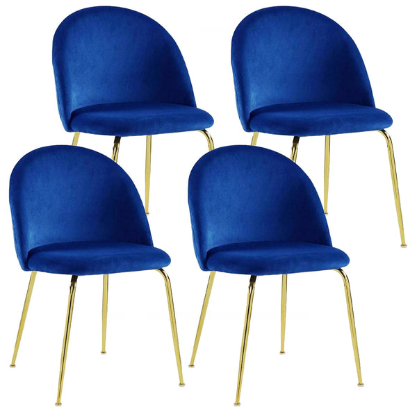 sconto Set 4 Sedie Imbottite 49x52x79 cm in Velluto Blu e Oro