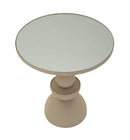Tavolinetto Dune con Specchio Ø45x49,5 cm in Ferro e Specchio Crema      
