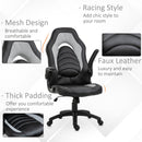 Sedia da Gaming Ergonomica 66,5x51x115-125 cm in Similpelle  Nera e Grigia