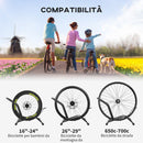 Cavalletto Portabici per Pneumatici in Acciaio 59x41x38 cm Nero 