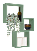 Set 3 Mensole da Parete Cubo in Fibra di Legno Incubo Verde Acqua Marina