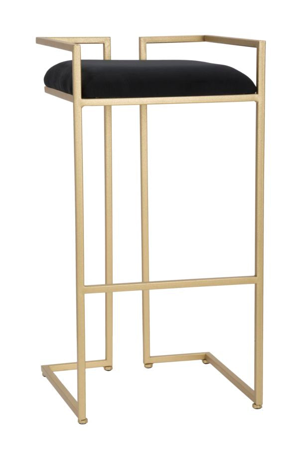 Sgabello Bar Obix 42x42x81 cm in Ferro e MDF e Spugna e Poliestere Oro e Nero acquista