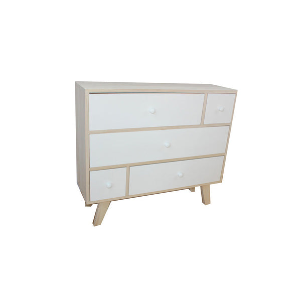 sconto Mobiletto con 5 Cassetti in Legno di Paulownia Naturale e Bianco Fadi