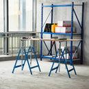 Set 2 Cavalletti da Lavoro Pieghevoli Telescopici Altezza Regolabile in Tubi d'Acciaio   Blu