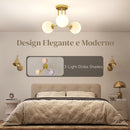 Lampadario da Soffitto Vintage 42x42x26.5 cm con 3 Punti Luce Attacchi G9 in Metallo e Plastica Oro      