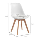 Set 4 Sedie Stile Nordico in Plastica con Cuscino in Finta Pelle 47x58x81 cm Bianco 