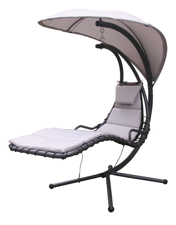 prezzo Amaca Dondolina da Giardino 200x125x195 cm con Cuscino Poggiatesta Grigio Chiaro