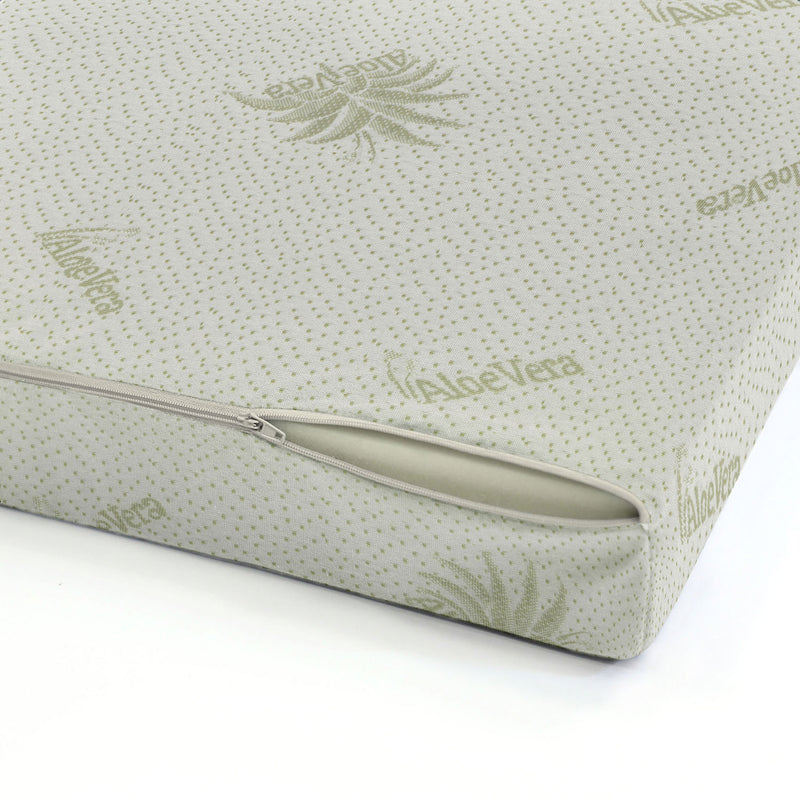 Topper Memory Sfoderabile Fodera Aloe con Elastici in Poliestere Bianco Varie Misure