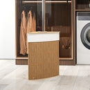 Cesto Portabiancheria Angolare da 55L con Sacco Rimovibile 35x35x60 cm in Vimini e Bambù Marrone  