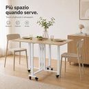 Tavolo Pieghevole Multiuso 120x80x75 cm con 4 Ruote con Freno in MDF Quercia      