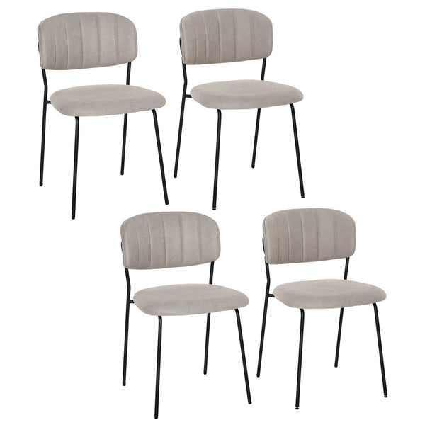 Set 4 Sedie Imbottite 49,5x55x81 cm in Tessuto Effetto Lino Cachi online