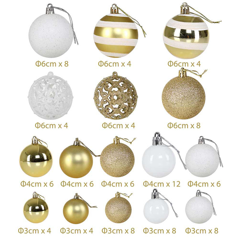 36 Pezzi Palline Per Albero Di Natale Set Alce Bianco E Oro - Decorazioni Natalizie Infrangibili Con Stella, Riutilizzabili