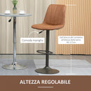 Set 2 Sgabelli Imbottiti 45x54x96-117 cm in Acciaio e Similpelle Marrone e Grigio